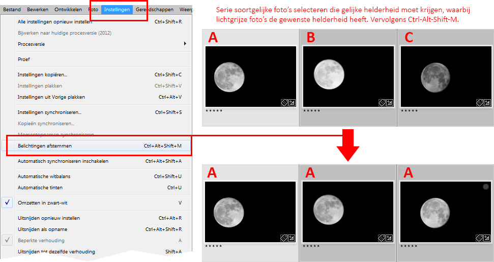 22-helderheid afstemmen